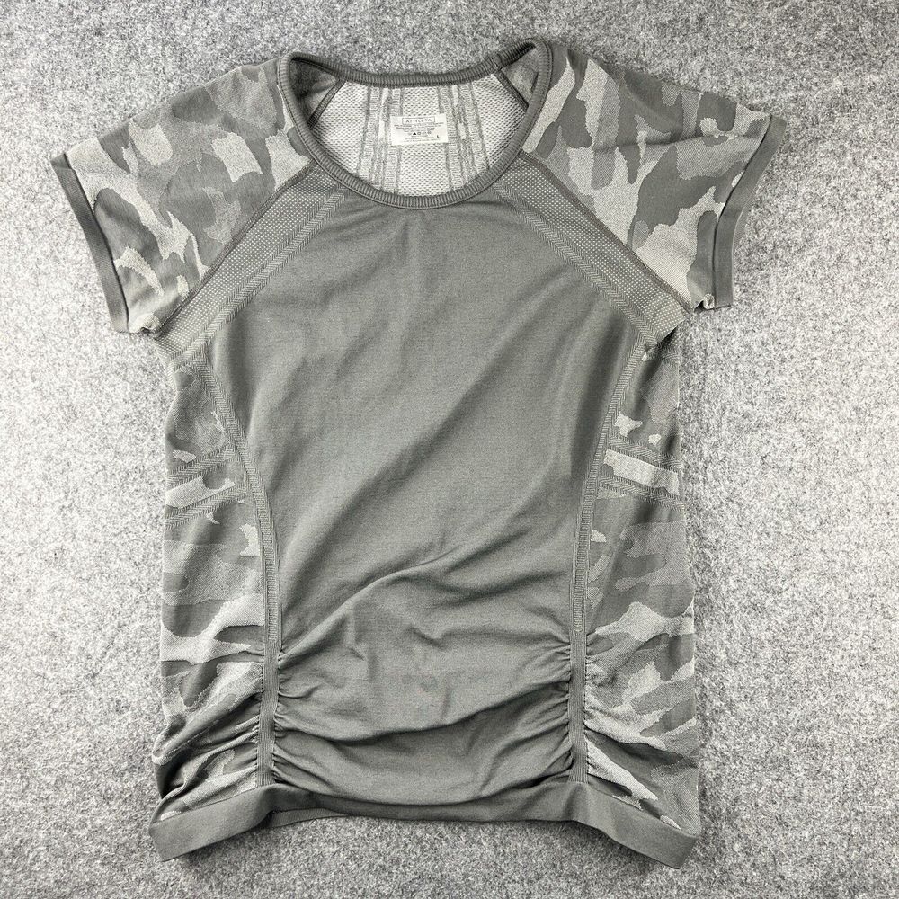 Athleta Olive Gray Camouflage Short Sleeve Tee